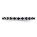 0.47 Ct Round Created Blue Sapphire Prong Silver Stackable Eternity Ring by Fine Color Jewels