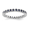 Round Blue Lab Created Sapphire Bezel Sterling Silver Stackable Eternity Ring