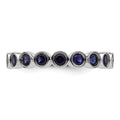 1.29 Ct Round Blue Created Sapphire Bezel Silver Eternity Stackable Ring by Fine Color Jewels