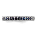 0.74 Ct Round Blue Created Sapphire Rhodium-Plated Silver Stackable Eternity Band Ring by Fine Color Jewels