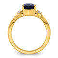 0.89 Ct Cushion Blue Created Sapphire & Lab Diamond Three Stone 14K Gold Bypass Ring by Fine Color Jewels