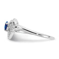0.15 Ct Round Blue Sapphire & Diamond Prong 14K White Gold Pavé Triangle Ring by Fine Color Jewels