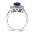 2.31 Ct Cushion Blue Created Sapphire & Lab Diamond Prong 14K White Gold Double Halo Ring by Fine Color Jewels