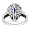 1.46 Ct Pear Blue Created Sapphire & Lab Diamond Prong 14K White Gold Double Halo Filigree Ring by Fine Color Jewels