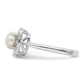 1/4 ct Lab Grown Diamond Freshwater Cultered Pearl Halo Ring 14k White Gold by Fine Color Jewels