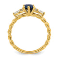 1.12 Ct Oval Blue Created Sapphire & Lab Diamond 6 Prong 14K Gold Twisted Cluster Ring by Fine Color Jewels