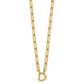 14K Yellow Gold Heart Pendant Necklace with Paperclip Chain by Fine Color Jewels