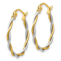 14k Gold Two-tone Twisted Round Hoop Earrings by Fine Color Jewels