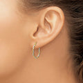 14k Gold Two-tone Twisted Round Hoop Earrings by Fine Color Jewels