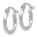 14k White Gold Twisted Hoop Earring by Fine Color Jewels