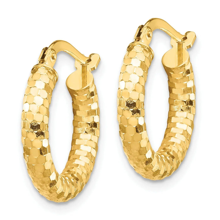 Diamond-cut 14K Gold Hoop Earrings by Fine Color Jewels