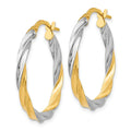 14K Gold and Rhodium Twisted Hoop Earrings by Fine Color Jewels