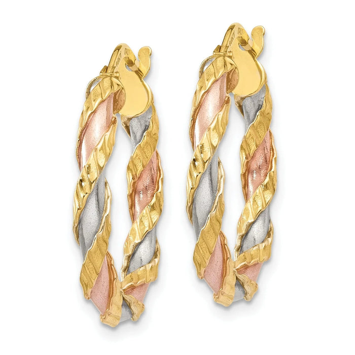 14K Gold Twisted Colored Hoop Earrings by Fine Color Jewels
