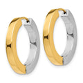 14k Gold Two-tone Hollow Hinged Hoop Earrings by Fine Color Jewels