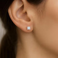 IGI Certified Princess Cut Lab Grown Diamond Solitaire Stud Earrings White Gold by Fine Color Jewels
