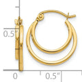 14K Gold Hinged Double Hoop Earrings by Fine Color Jewels