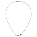 0.95 Ct Marquise Blue Sapphire and Diamond Prong 14k White Gold Floral Bar Necklace by Fine Color Jewels