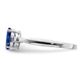 1.04 Ct Oval Blue Sapphire & Diamond Prong Rhodium Over Silver Five Stone Ring by Fine Color Jewels