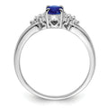 0.52 Ct Oval Blue Sapphire Prong Rhodium Plated Silver Cluster Ring by Fine Color Jewels