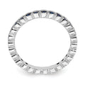 Round Blue Lab Created Sapphire Bezel Sterling Silver Stackable Eternity Ring by Fine Color Jewels