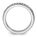 0.74 Ct Round Blue Created Sapphire Rhodium-Plated Silver Stackable Eternity Band Ring by Fine Color Jewels