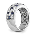 1.44 Ct Round Blue Sapphire & Lab Diamond Pavé 14K White Gold Cocktail Ring by Fine Color Jewels