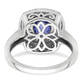 2.31 Ct Cushion Blue Created Sapphire & Lab Diamond Prong 14K White Gold Double Halo Ring by Fine Color Jewels