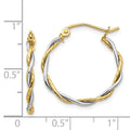14k Gold Two-tone Twisted Round Hoop Earrings by Fine Color Jewels