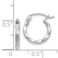 14k White Gold Twisted Hoop Earring by Fine Color Jewels