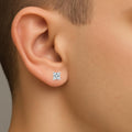 IGI Certified Princess Cut Lab Grown Diamond Solitaire Stud Earrings White Gold by Fine Color Jewels