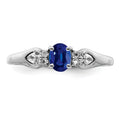 0.52 Ct Oval Blue Sapphire Prong Rhodium Plated Silver Cluster Ring by Fine Color Jewels