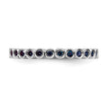 Round Blue Lab Created Sapphire Bezel Sterling Silver Stackable Eternity Ring by Fine Color Jewels