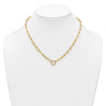 14K Yellow Gold Heart Pendant Necklace with Paperclip Chain by Fine Color Jewels