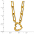 14K Yellow Gold Heart Pendant Necklace with Paperclip Chain by Fine Color Jewels
