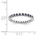 Round Blue Lab Created Sapphire Bezel Sterling Silver Stackable Eternity Ring by Fine Color Jewels