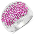 2.78 Ct Round Pink Ruby Prong Rhodium Plated Silver Cluster Dome Ring by Fine Color Jewels