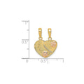 14k Gold Flowers MOMMY-ME Break-apart Heart Pendant Only by Fine Color Jewels