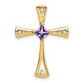 Natural Purple Amethyst and Diamond Cross Pendant Gold by Fine Color Jewels