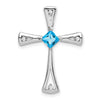Natural Swiss Blue Topaz and Diamond Cross Chain Slide Pendant