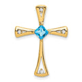 Natural Swiss Blue Topaz and Diamond Cross Chain Slide Pendant by Fine Color Jewels