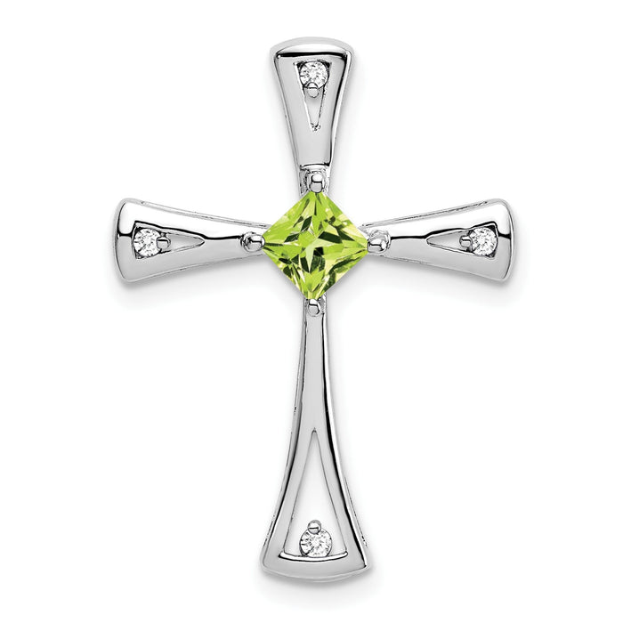 Natural Peridot and Diamond Cross Chain Slide Pendant by Fine Color Jewels