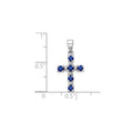 Sterling Silver Natural Blue Sapphire and Diamond Cross Pendant by Fine Color Jewels