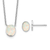 Sterling Silver Created Opal Oval Necklace Earring Set