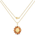 1.85 Ct Oval White Ethiopian Opal Prong Gold Plated Silver Cluster Halo Pendant Necklace by Fine Color Jewels