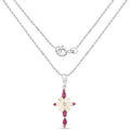 0.78 Ct Pear White Ethiopian Opal Prong Silver Cocktail Cross Pendant Necklace by Fine Color Jewels