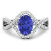 1.09 Ct Oval Violet Tanzanite Lab Diamond Prong 14k Gold Crossover Ring
