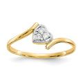 10K Gold CZ Heart Bypass Three Stone Ring by Fine Color Jewels