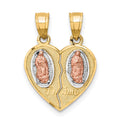 10K Gold Two-Tone Te Amo Breakable Heart Pendant by Fine Color Jewels
