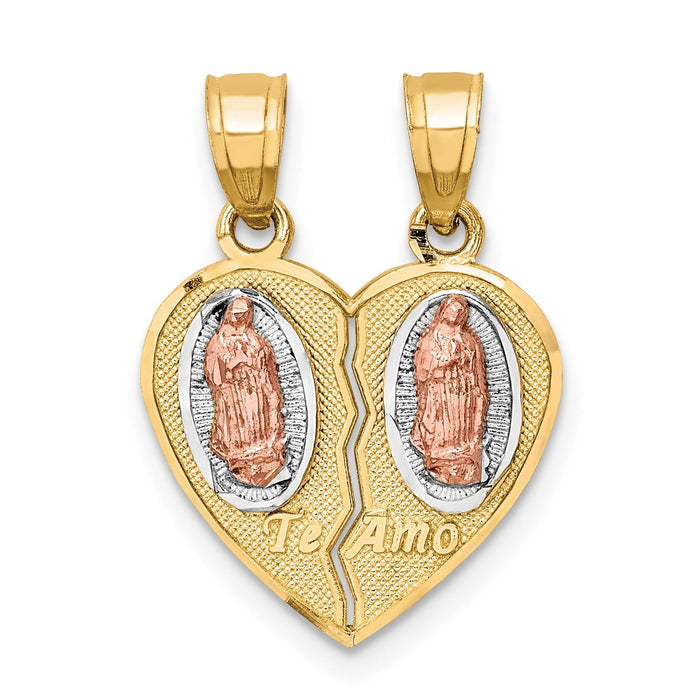 10K Gold Two-Tone Te Amo Breakable Heart Pendant by Fine Color Jewels