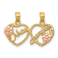 10K yellow gold mom - Daughter Breakable Hearts Pendant by Fine Color Jewels